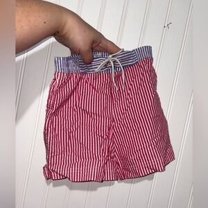 Bella Bliss Pinky Red and White Striped Swim Trunks| Size 3